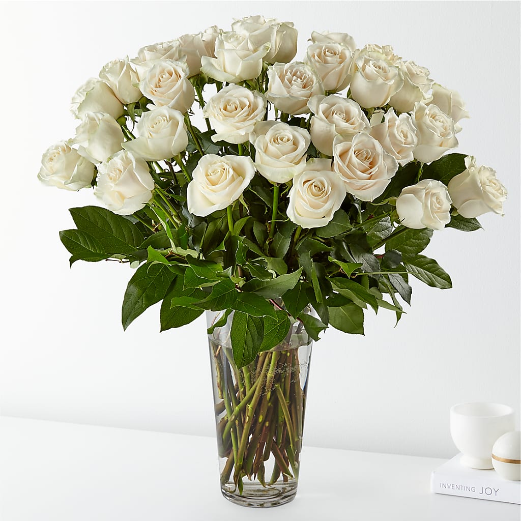 Long-stemmed White Roses – Evans-king Floral, Forty Fort PA