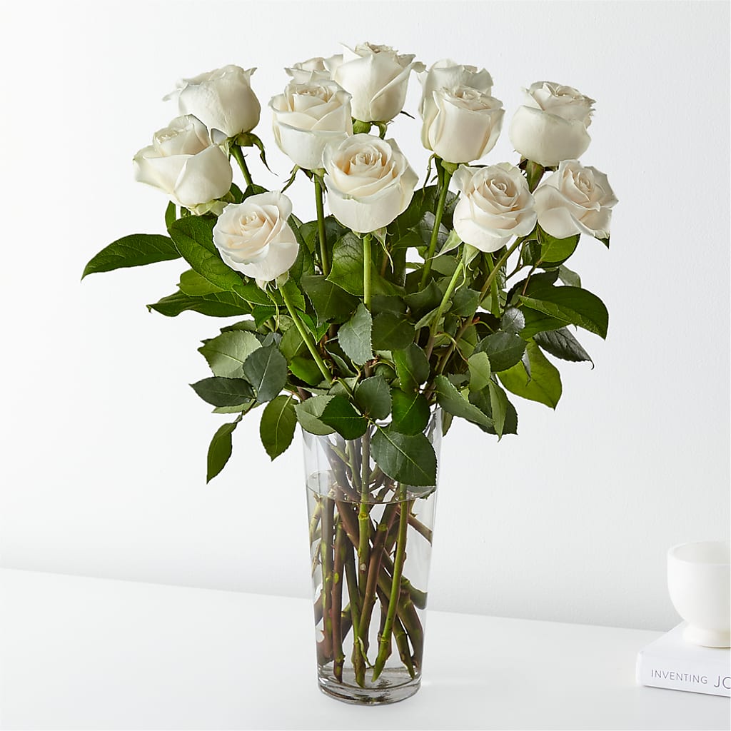 Long-stemmed White Roses – Evans-king Floral, Forty Fort PA