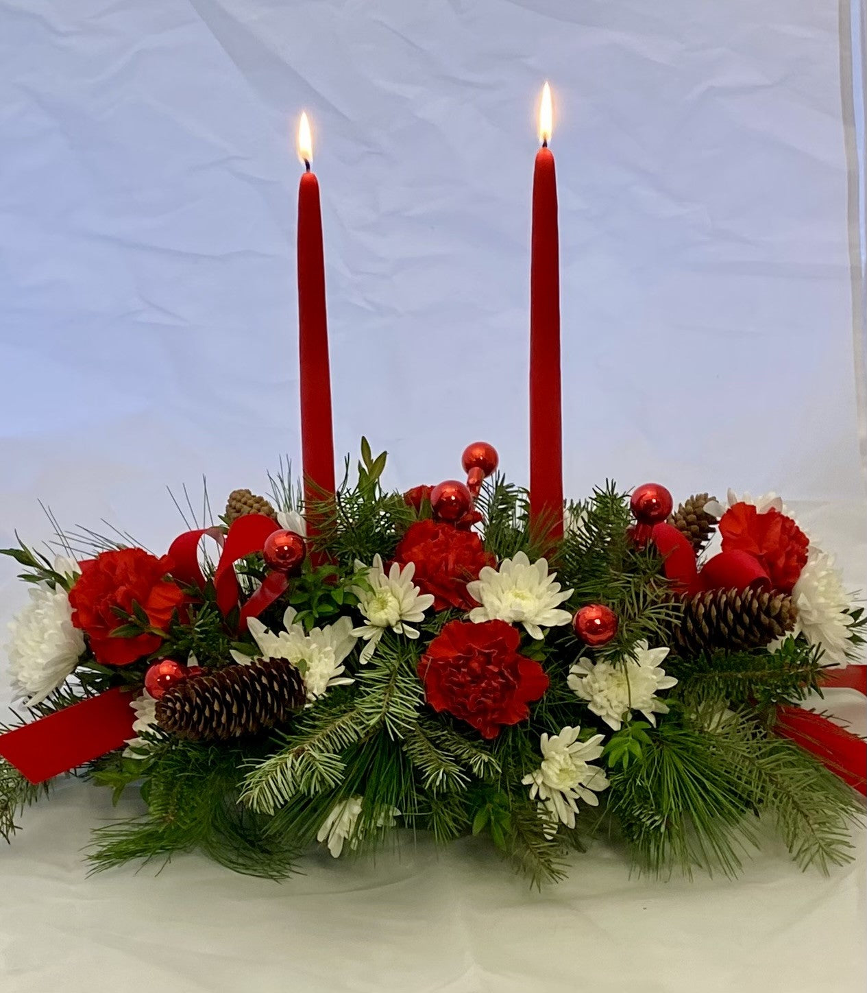 Double Candle Christmas Centerpiece Special – Evans-king Floral, Forty Fort PA