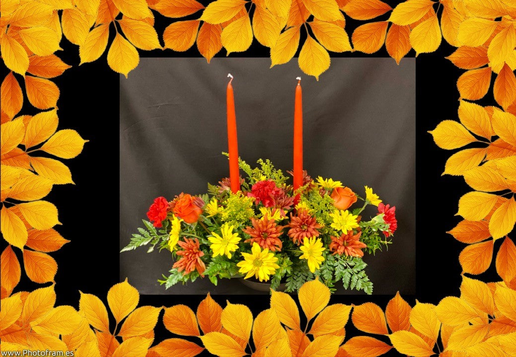 Double Candle Thanksgiving Centerpiece Special – Evans-king Floral, Forty Fort PA