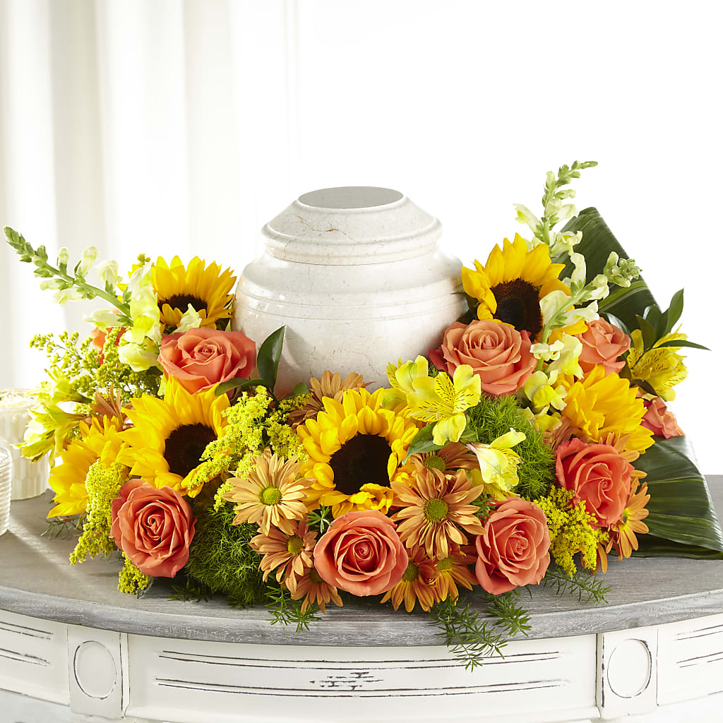 Faithful Sunflower Cremation Adornment – Evans-king Floral, Forty Fort PA