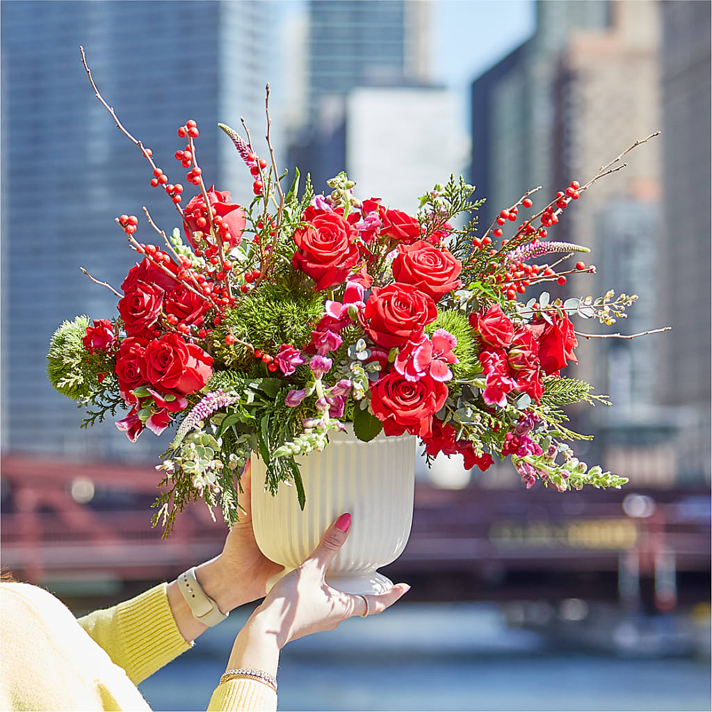 Big Red Bow Bouquet –  Evans-king Floral, Forty Fort PA