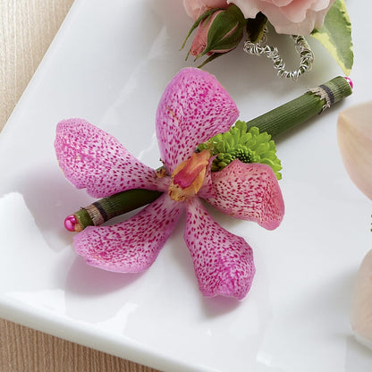 Pink Mokara Boutonniere –  Evans-king Floral, Forty Fort PA