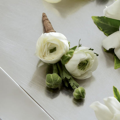 White Ranunculus Boutonniere –  Evans-king Floral, Forty Fort PA