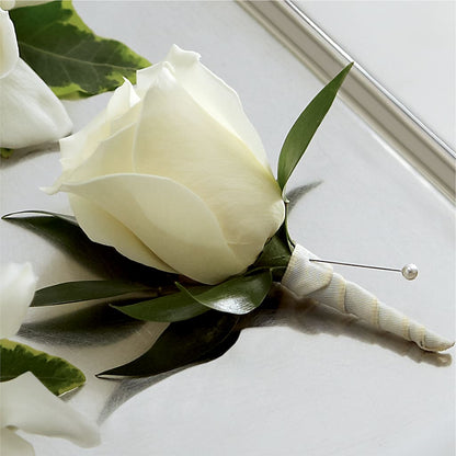 White Rose Boutonniere –  Evans-king Floral, Forty Fort PA